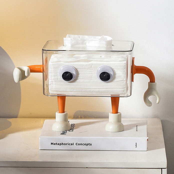 3D Cartoon Robot Tissue Box Orange