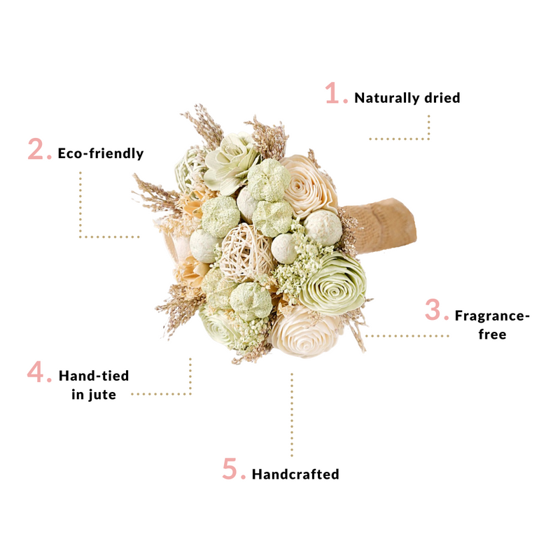 Serenity Natural Dried Floral Bouquet Green