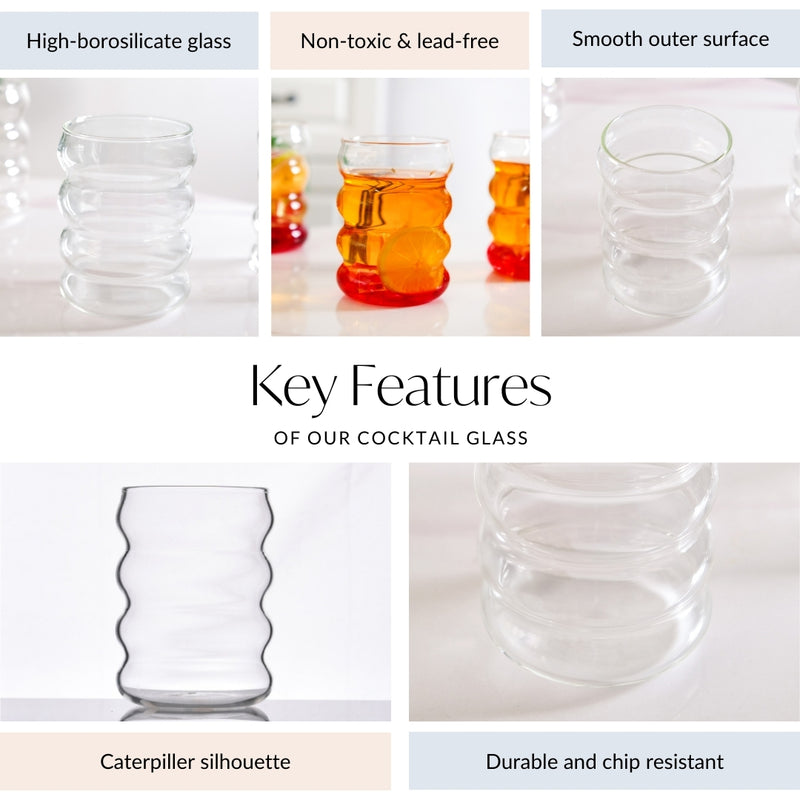 4 Tier Caterpillar Cocktail Glass Set Of 4 300ml