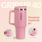 GripSip 40 Insulated Tumbler Bottle With Side Handle Tropical Pink 1200ml