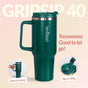 GripSip 40 Insulated Tumbler Bottle With Side Handle Emerald Isle 1200ml
