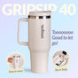 GripSip 40 Insulated Tumbler Bottle With Side Handle Vanilla Oatmilk 1200ml
