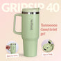 GripSip 40 Insulated Tumbler Bottle With Side Handle Pistachio Cream Green 1200ml