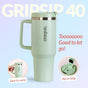 GripSip 40 Insulated Tumbler Bottle With Side Handle Milk Matcha Green 1200ml