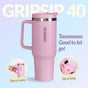 GripSip 40 Insulated Tumbler Bottle With Side Handle Quartz Cloud Pink 1200ml