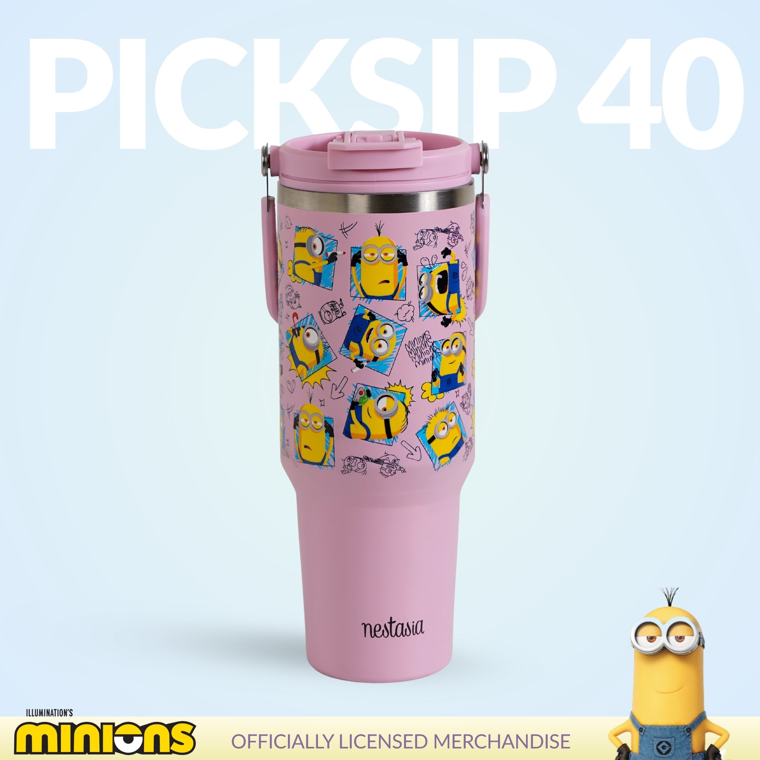 Minions Doodle Moods PickSip 40 Bottle 1200ml Pink