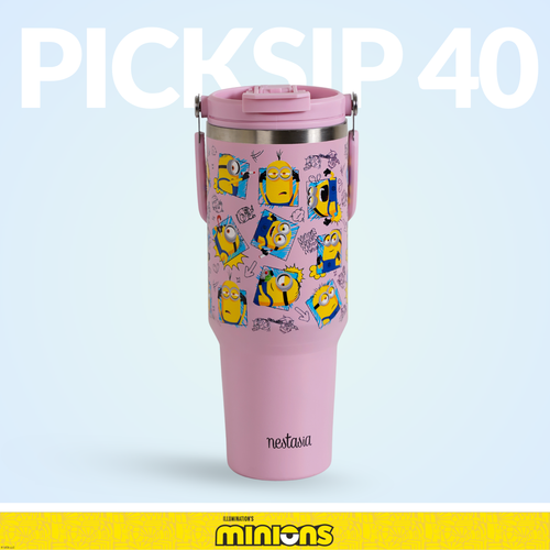 Minions Doodle Moods PickSip 40 Bottle 1200ml Pink