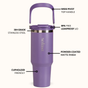 PickSip 40 Insulated Tumbler With Top Handle Viva Violet 1200ml
