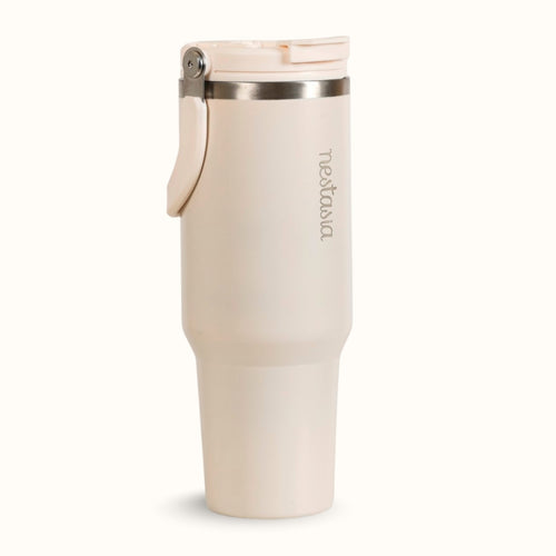 PickSip 40 Insulated Tumbler With Top Handle Pearl White 1200ml
