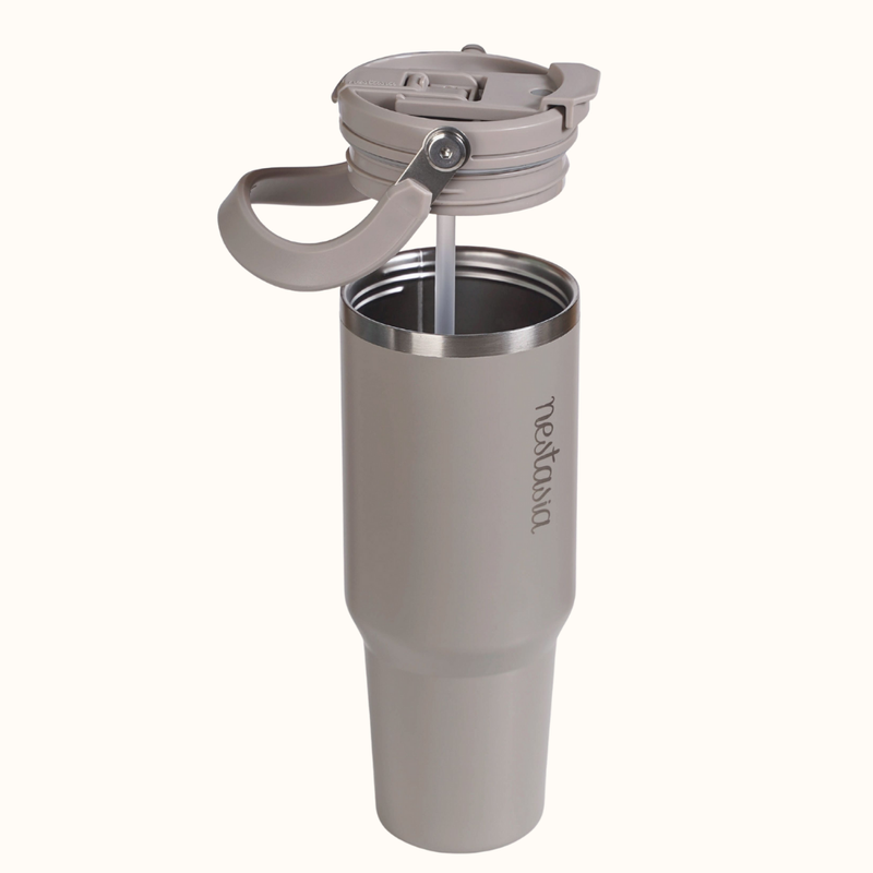 PickSip 40 Insulated Tumbler Bottle With Top Handle Urban Greige 1200ml