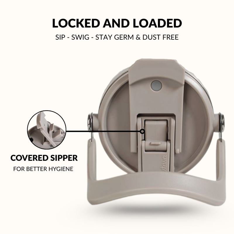 PickSip 40 Insulated Tumbler Bottle With Top Handle Urban Greige 1200ml