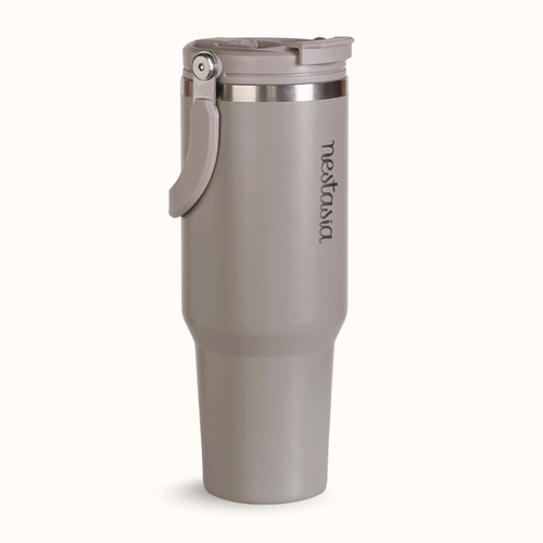 PickSip 40 Insulated Tumbler With Top Handle Urban Greige 1200ml