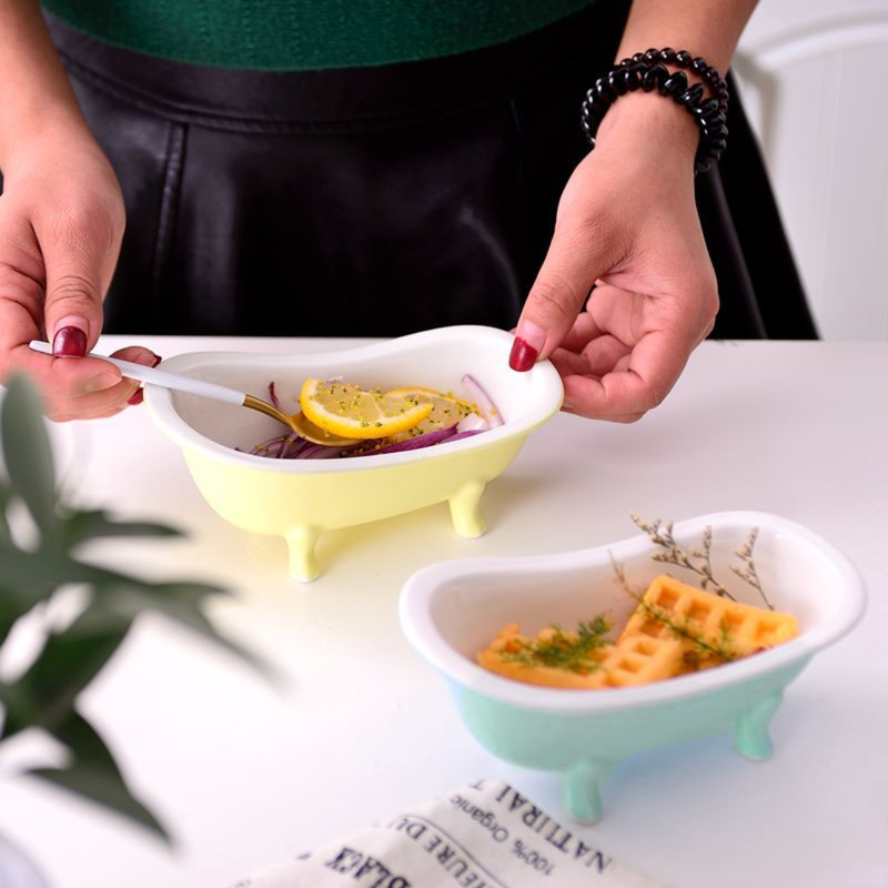 Green Blue Tub Ceramic Snack Bowl 200 ml - Bowl, ceramic bowl, snack bowls, curry bowl, popcorn bowls | Bowls for dining table & home decor