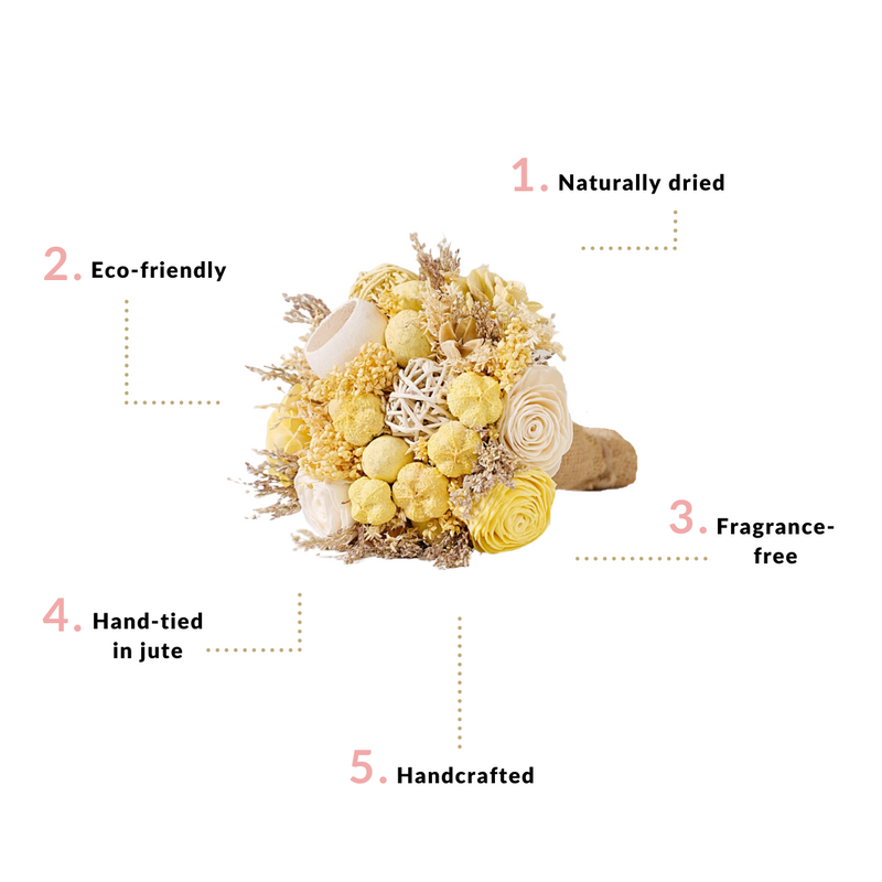 Sunlit Organic Dried Flower Bouquet Yellow
