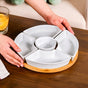 6 Piece White Ceramic Chip and Dip Platter Set