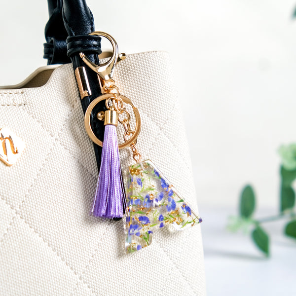 Lilac Dreams Alphabet A Resin Keychain