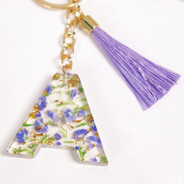 Lilac Dreams Alphabet A Resin Keychain