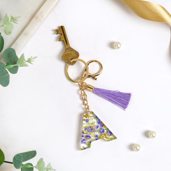 Lilac Dreams Alphabet A Resin Keychain