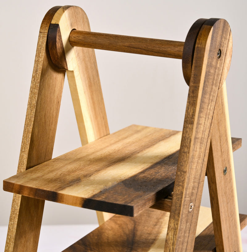 A Shaped 3 Tier Acacia Wood Serving Platter Stand
