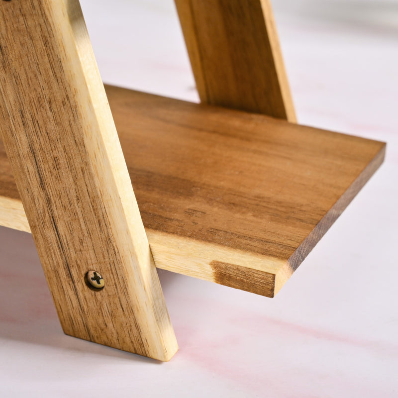 A Shaped 3 Tier Acacia Wood Serving Platter Stand