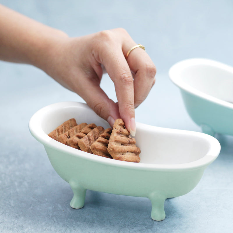 Green Blue Tub Ceramic Snack Bowl 200 ml - Bowl, ceramic bowl, snack bowls, curry bowl, popcorn bowls | Bowls for dining table & home decor