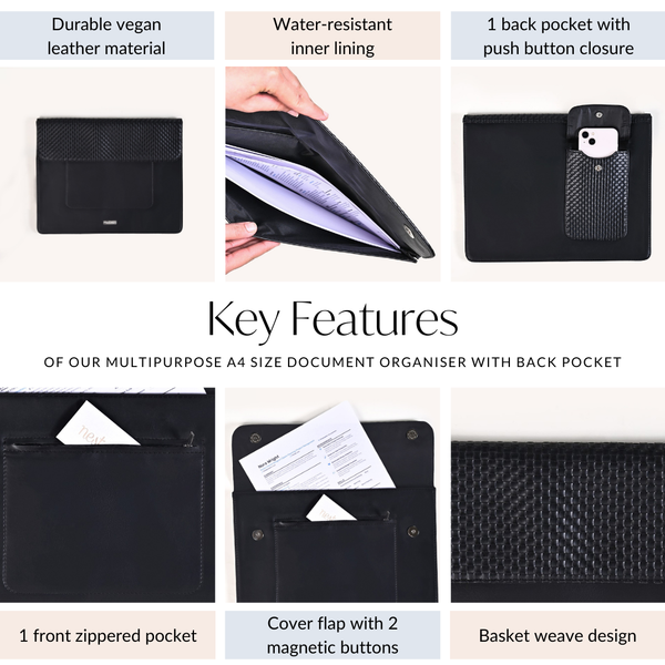 Multipurpose A4 Size Document Organiser With Back Pocket