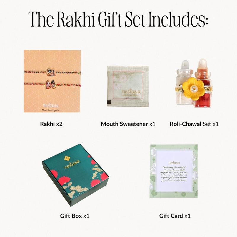 Radha Krishna And Ganesh Krishna Rakhi Gift Set