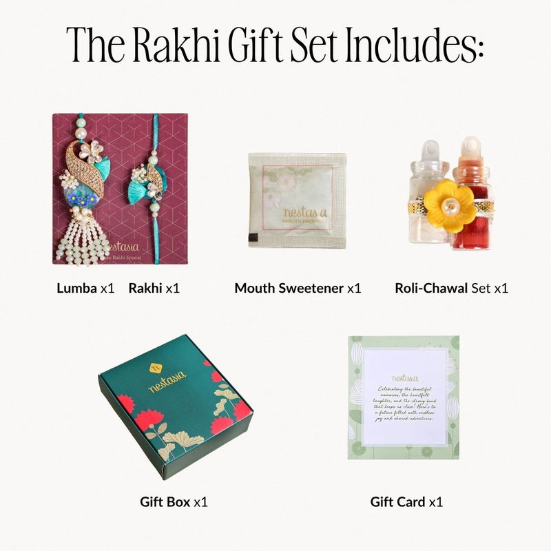 Aqua Bloom His Her Rakhi Lumba Gift Set