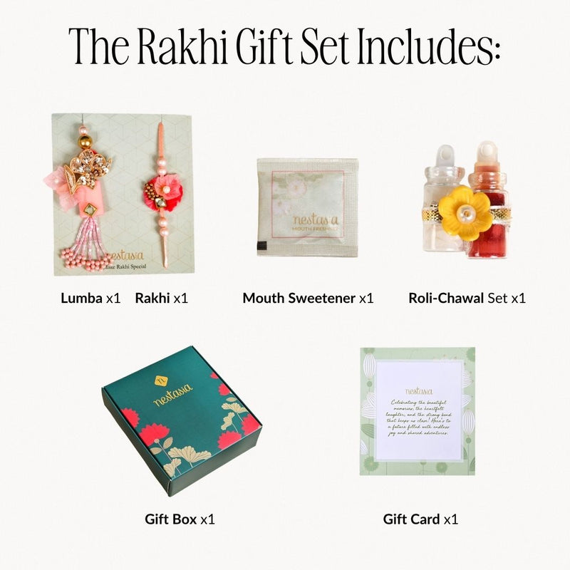 Pink Floral Rakhi And Lumba Gift Set