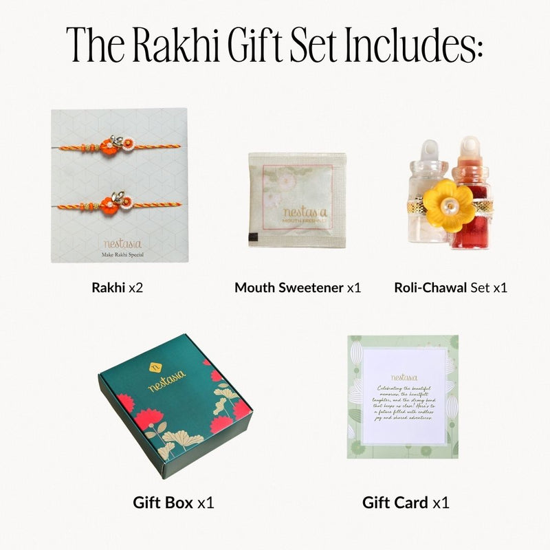 Saffron Petal Rakhi Gift Set