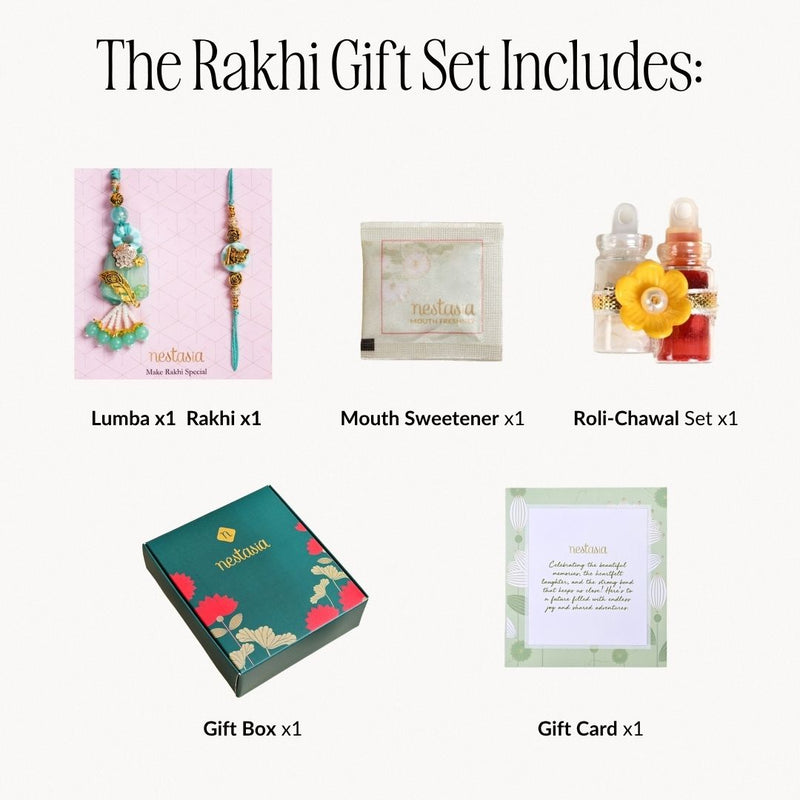Divine Krishna Rakhi And Lumba Set