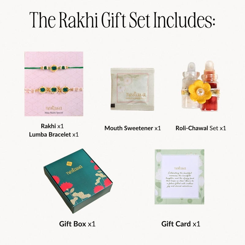 Regal Emerald Rakhi And Lumba Set