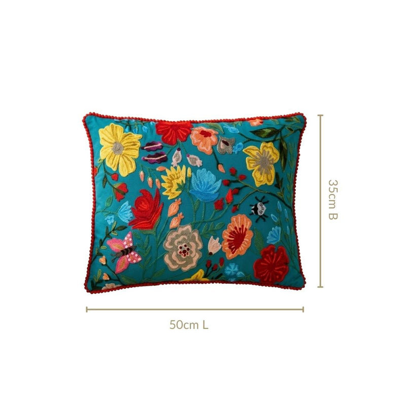Floral Fiesta Cotton Cushion Cover 50x35cm