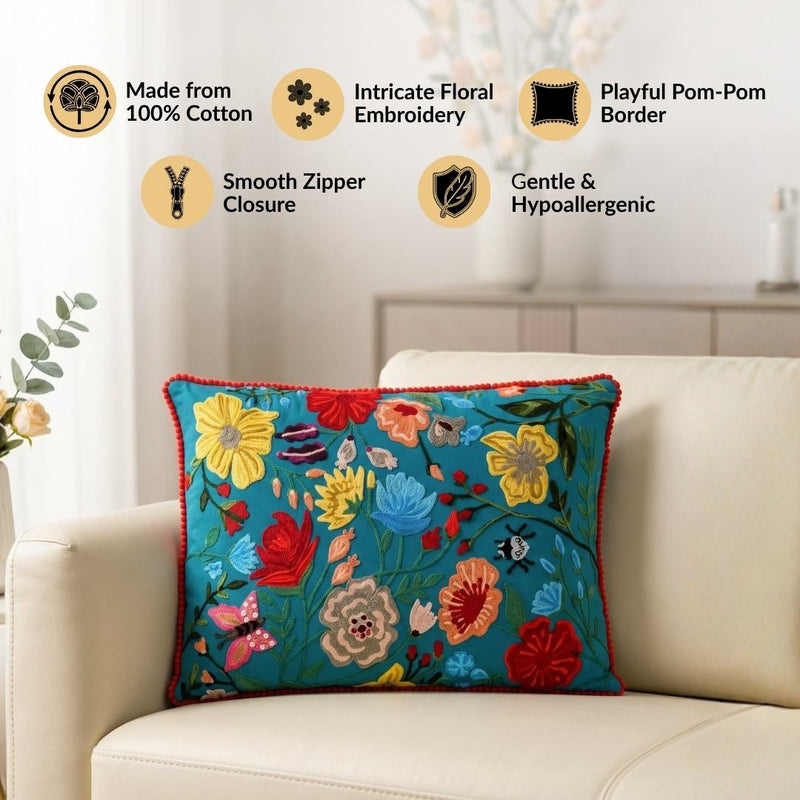 Floral Fiesta Cotton Cushion Cover 50x35cm
