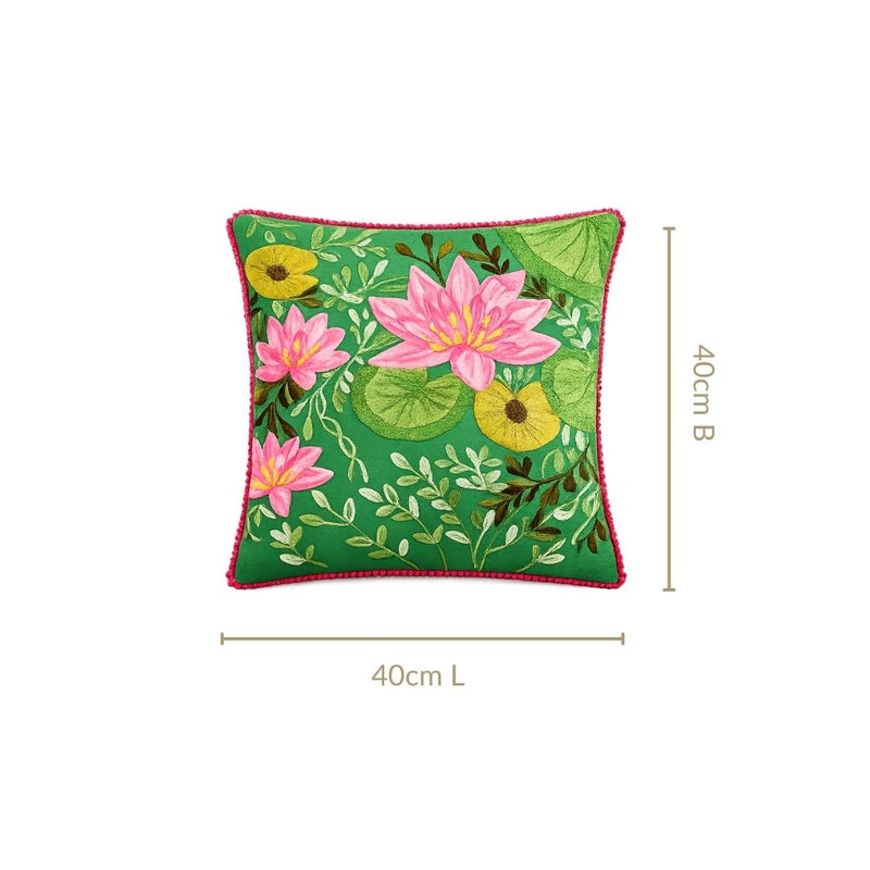 Gardenia Embroidered Cotton Cushion Cover 40x40cm