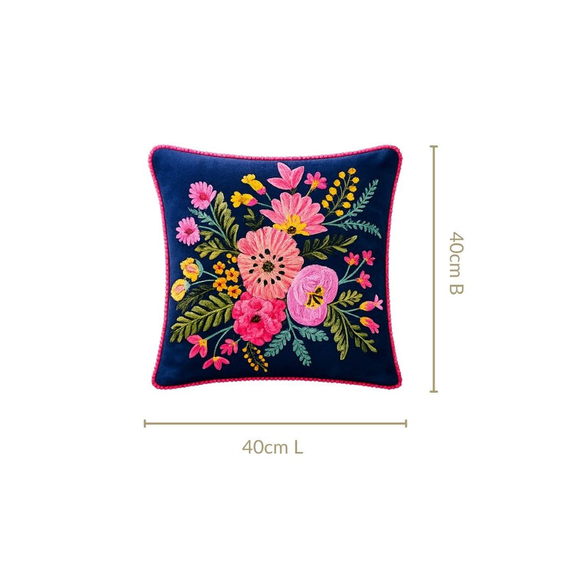 Midnight Bouquet Velvet Cushion Cover 40x40cm