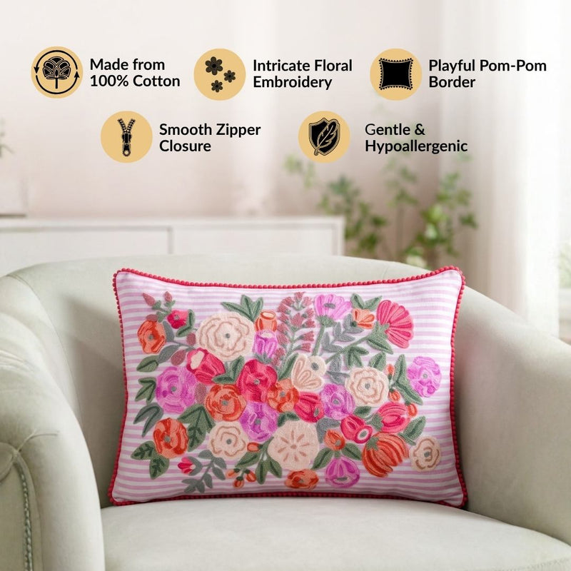 Blush Stripe Cotton Cushion Cover 50x35cm