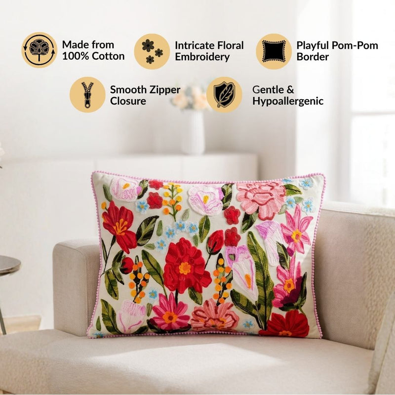 Secret Oasis Embroidered Cotton Cover 50x35cm