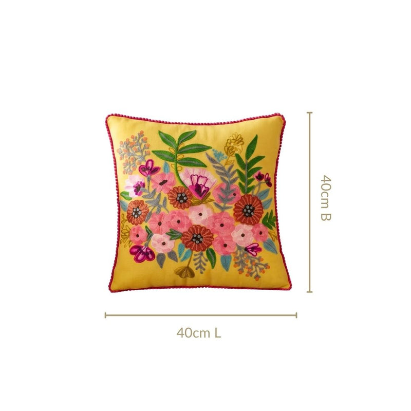 Sunshine Bouquet Embroidered Cushion Cover 40x40cm