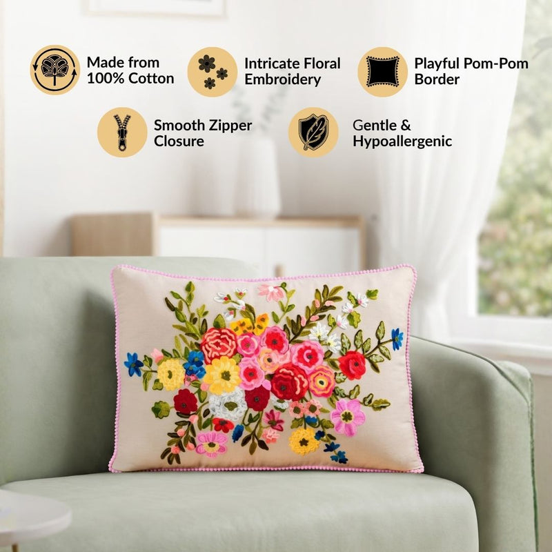 English Orchard Embroidered Cushion Cover 50x35cm