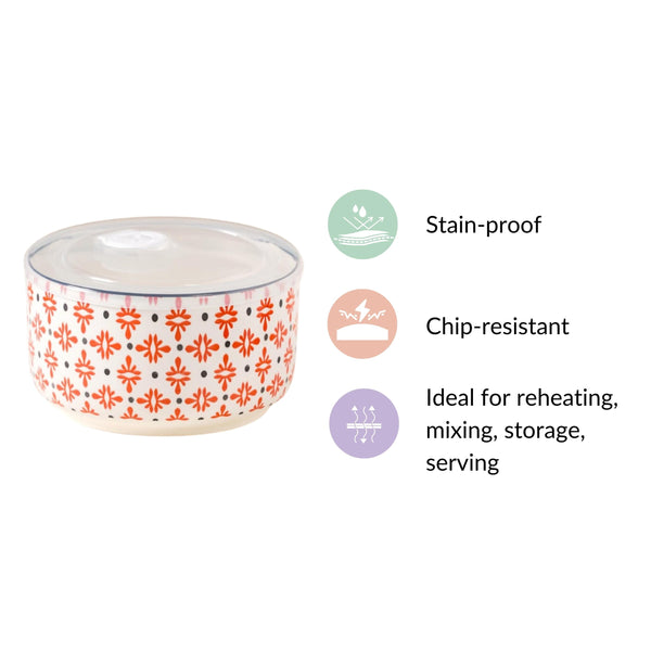 Ceramic Office Lunch Box Set Of 2 Red