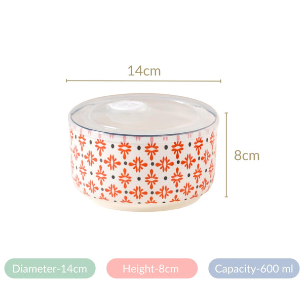 Ceramic Office Lunch Box Set Of 2 Red