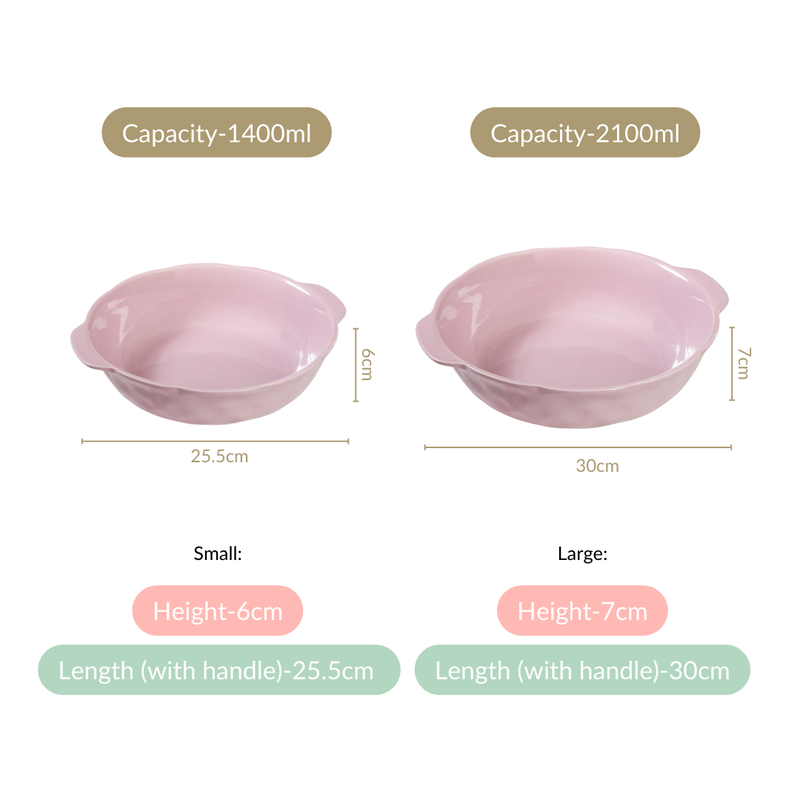 Textured Pebble Ceramic Casserole Set Of 2