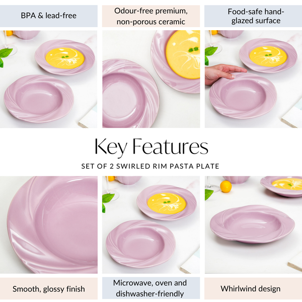 Mauve Pasta Dishes Set Of 2 8 Inch