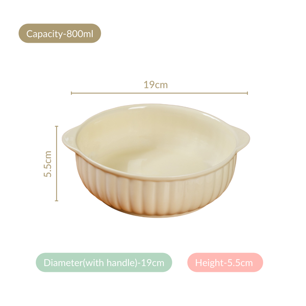 Set Of 2 Glossy Ceramic Bowls For Serving 800ml