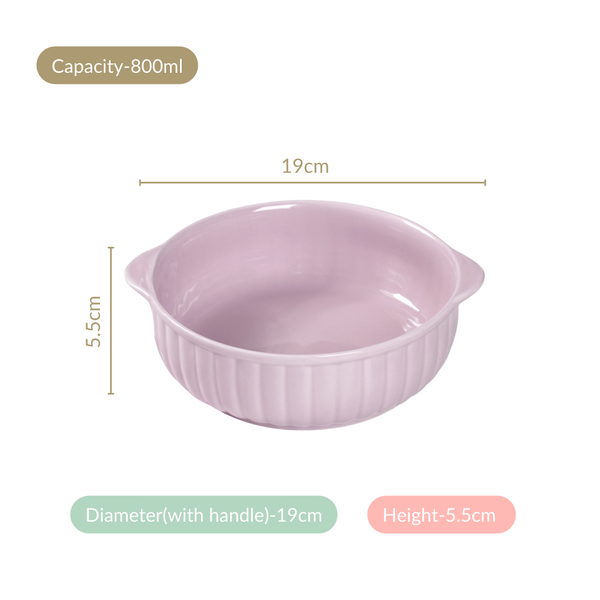 Set Of 2 Lilac Ceramic Baking And Serving Dish 800ml