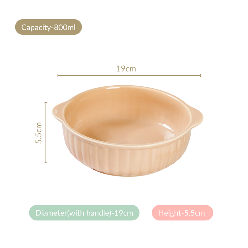 Modern Ribbed Casserole Dishes Set Of 2 800ml