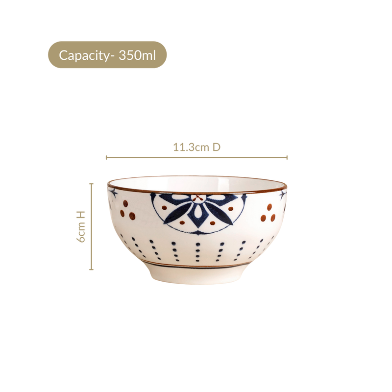 Indie Ceramic Snack Bowl Set Of 4 350ml