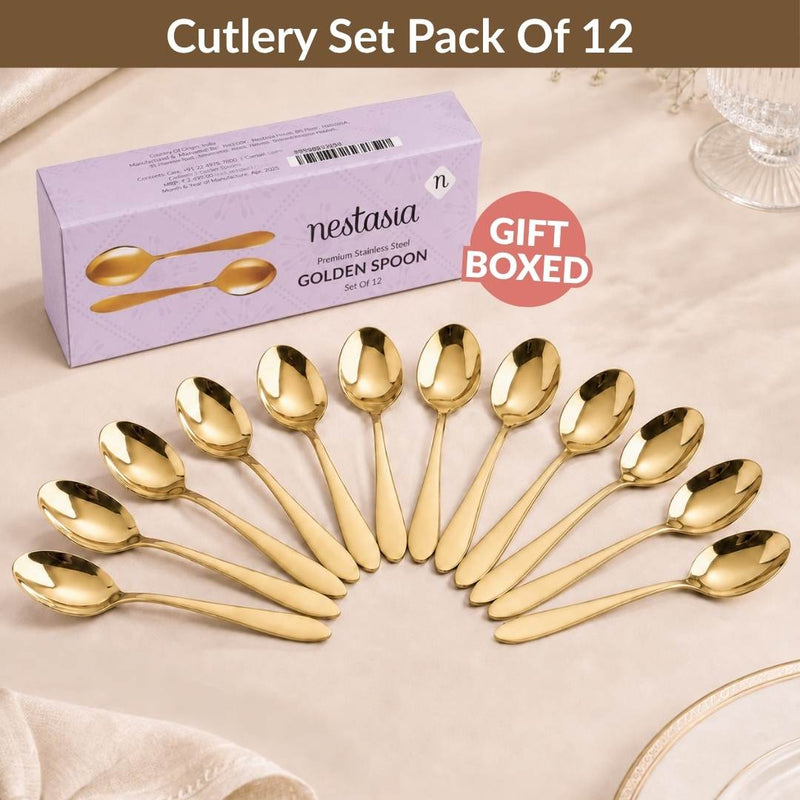 Gold PVD Coated Spoon Set Of 12