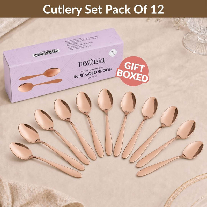 Rose Gold PVD Coated Spoon Set Of 12